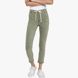 PAIGE Women's Christy Olive Green Drawstring Tapered Pants Size 29